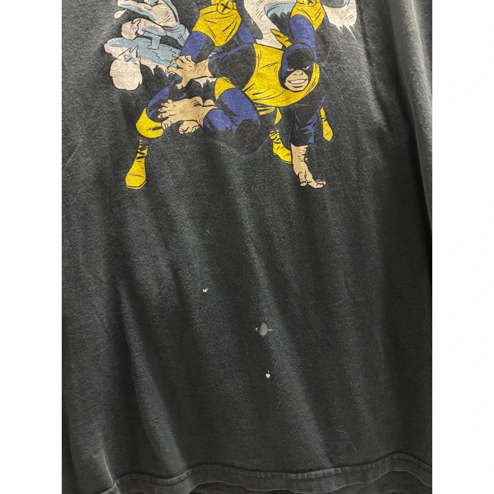 Vintage X-Men Marvel Graphic Muscle Tee Hanes Heavyweight Faded Black 2XL